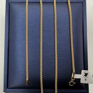 18K Genuine Yellow Gold Popcorn Chain Necklace